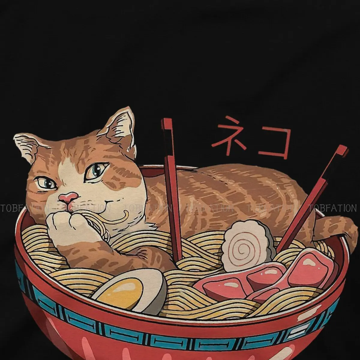 The Great Ramen Cat Kanagawa Повседневная футболка The Great Ramen off Kanagawa Креативная Уличная Одежда Для Отдыха Футболка Мужская Футболка Специальный Подарок Изображение 2
