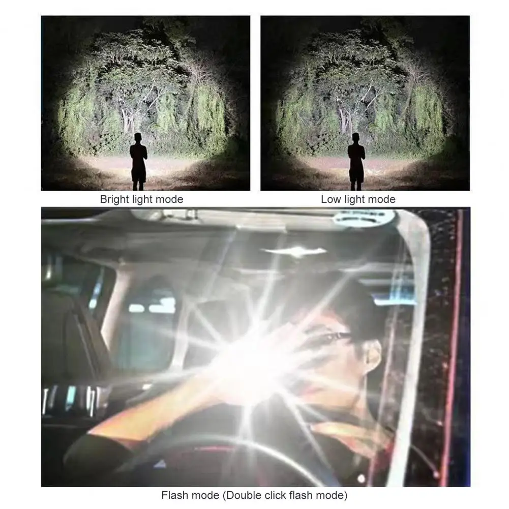 Портативный Мини-светодиодный фонарик COB, перезаряжаемый фонарик с зумом, Водонепроницаемый фонарь для кемпинга, охоты с 3 режимами Изображение 4