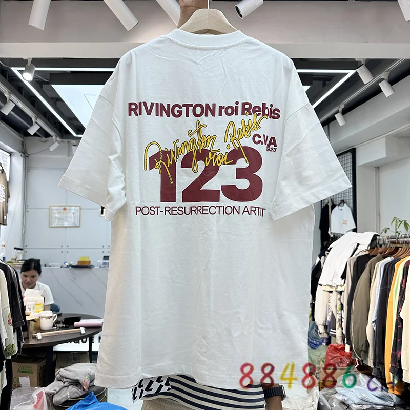 Футболка в стиле Oversize RRR123, Мужская И женская Высококачественная футболка с буквенным принтом и короткими рукавами Изображение 2