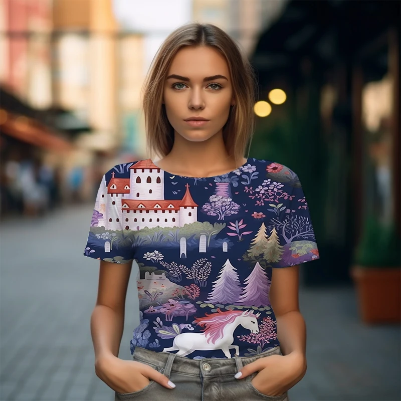 Летняя хит продаж, Уличная крутая футболка Большого размера, свободная повседневная футболка, женская футболка с коротким рукавом, Модная футболка с 3D принтом Изображение 2