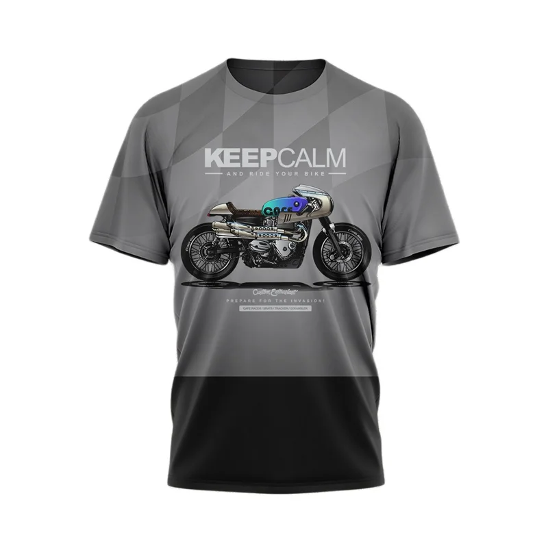 Новая мужская футболка с 3D-печатью, механический внедорожный мотоцикл, футболка с рисунком, Свободные топы с коротким рукавом уличной моды Оверсайз Изображение 0