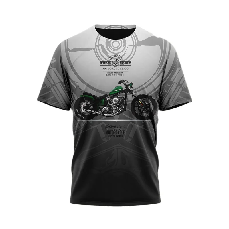 Новая мужская футболка с 3D-печатью, механический внедорожный мотоцикл, футболка с рисунком, Свободные топы с коротким рукавом уличной моды Оверсайз Изображение 1
