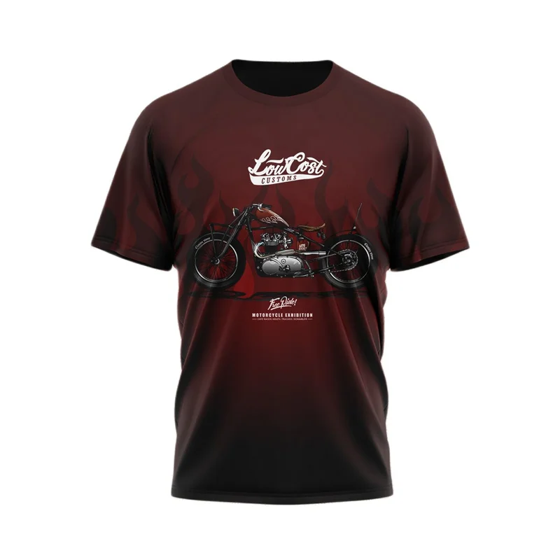 Новая мужская футболка с 3D-печатью, механический внедорожный мотоцикл, футболка с рисунком, Свободные топы с коротким рукавом уличной моды Оверсайз Изображение 2