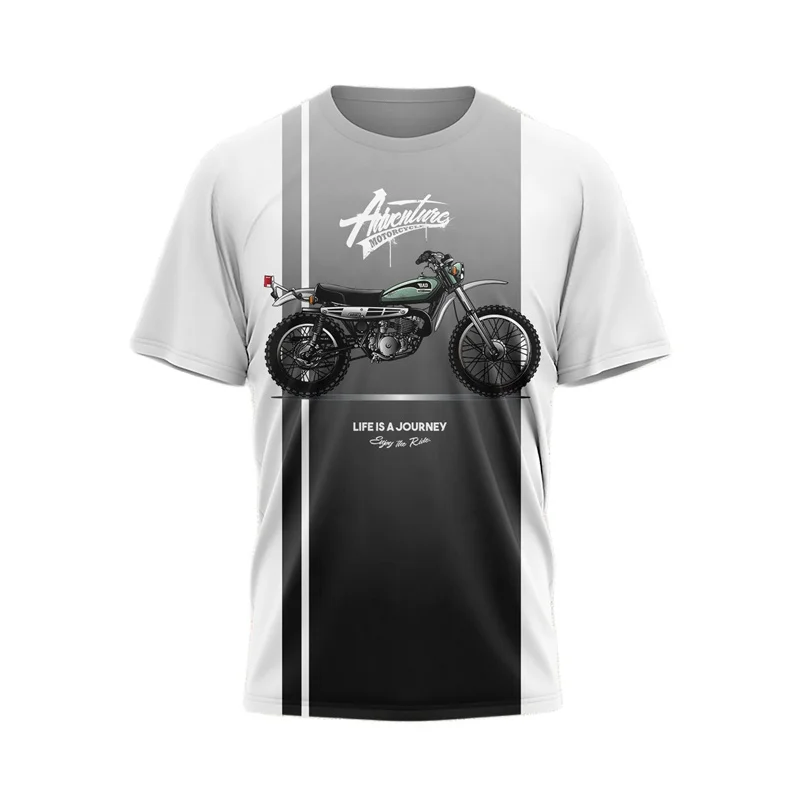 Новая мужская футболка с 3D-печатью, механический внедорожный мотоцикл, футболка с рисунком, Свободные топы с коротким рукавом уличной моды Оверсайз Изображение 3