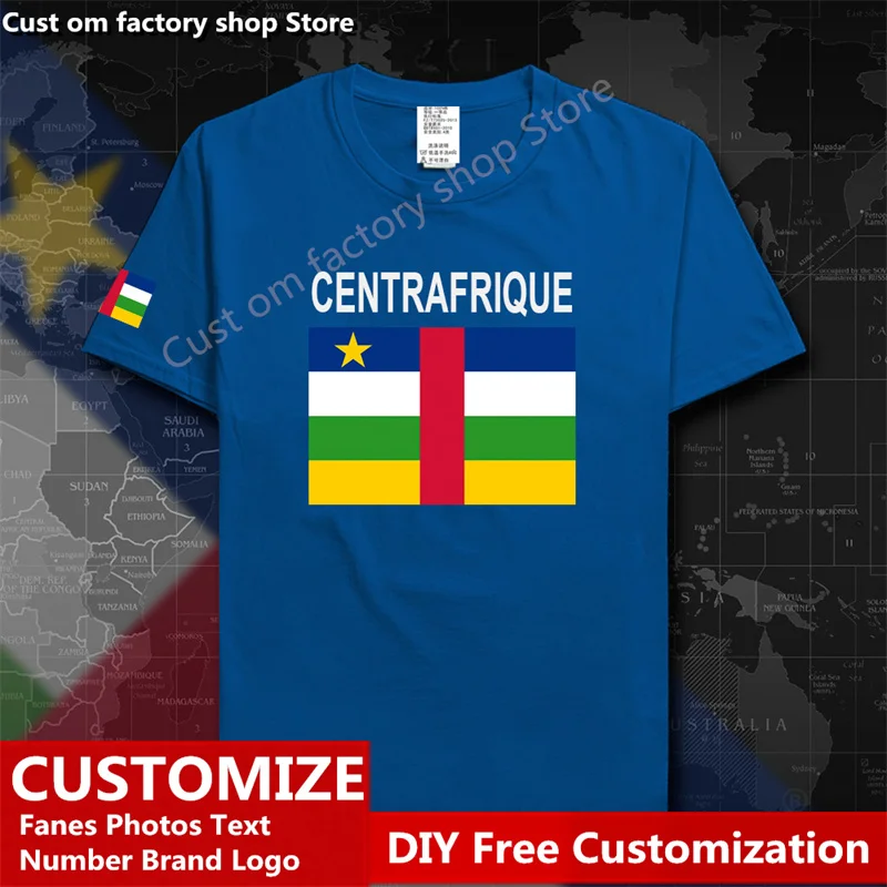 Центральная Африканская Республика, хлопковая футболка, Мужская, женская, уличная мода, хип-хоп, свободная повседневная футболка Изображение 0