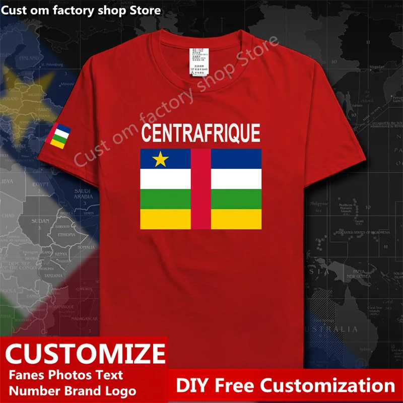 Центральная Африканская Республика, хлопковая футболка, Мужская, женская, уличная мода, хип-хоп, свободная повседневная футболка Изображение 1