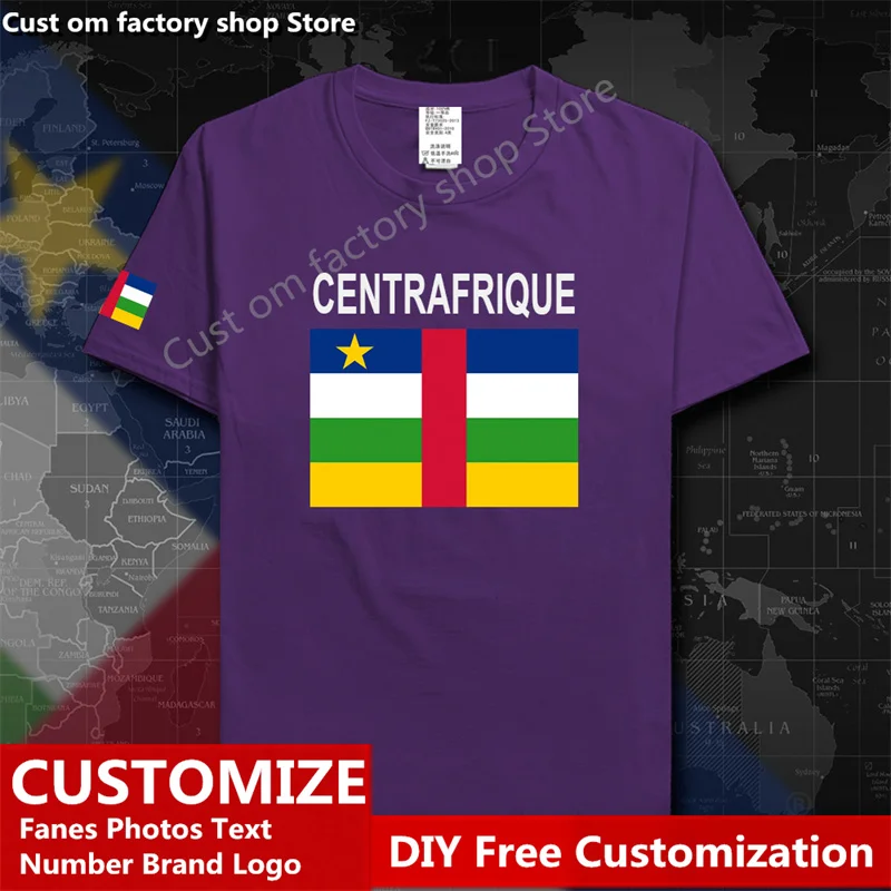Центральная Африканская Республика, хлопковая футболка, Мужская, женская, уличная мода, хип-хоп, свободная повседневная футболка Изображение 2