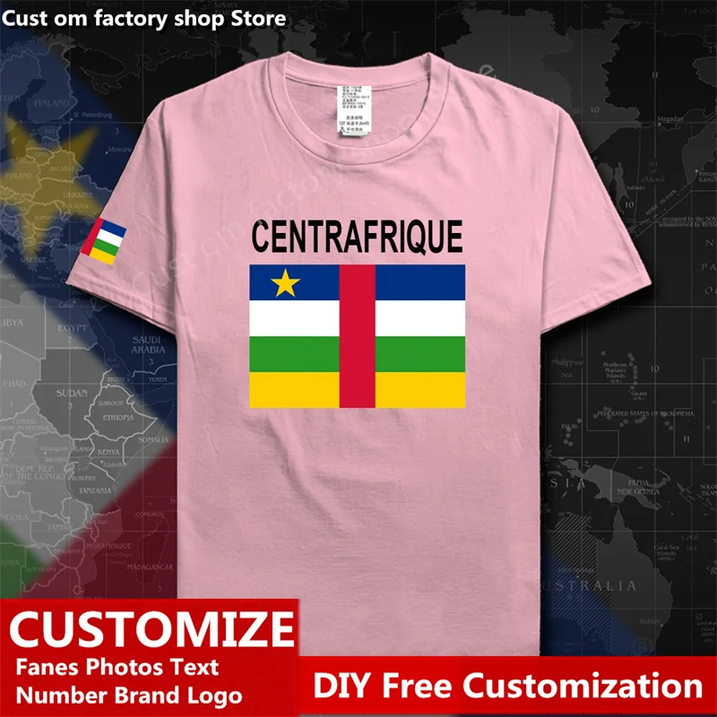 Центральная Африканская Республика, хлопковая футболка, Мужская, женская, уличная мода, хип-хоп, свободная повседневная футболка Изображение 3