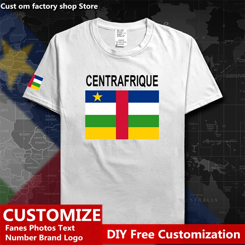 Центральная Африканская Республика, хлопковая футболка, Мужская, женская, уличная мода, хип-хоп, свободная повседневная футболка Изображение 4