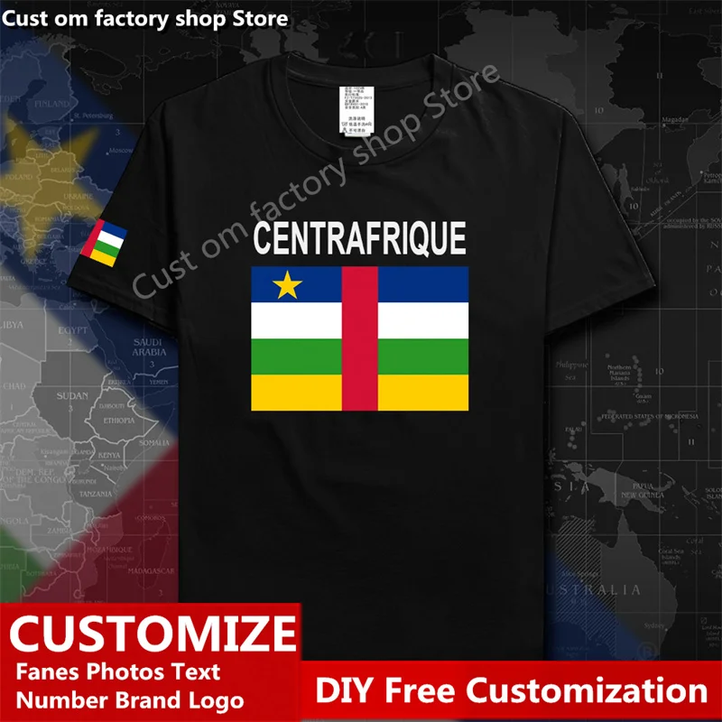 Центральная Африканская Республика, хлопковая футболка, Мужская, женская, уличная мода, хип-хоп, свободная повседневная футболка Изображение 5
