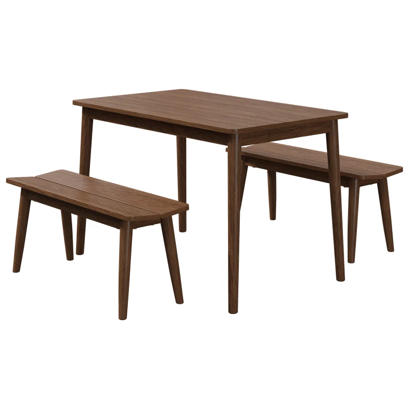 Набор деревянных обеденных столов из 3 предметов, кухонная мебель на 4 персоны, современный столовый набор с 2 скамейками, просторная столешница для кухни-столовой Изображение 3