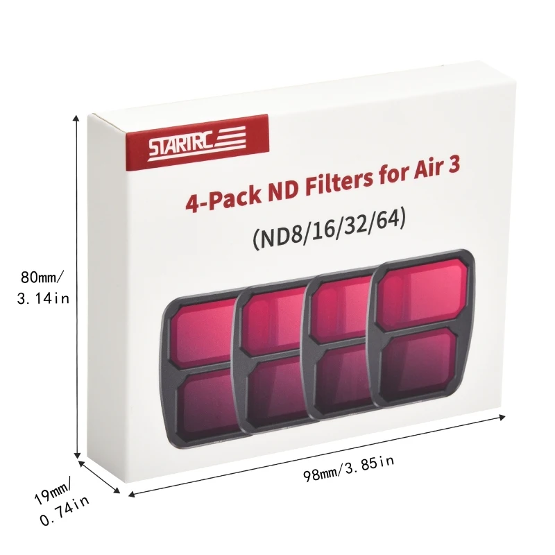 Набор фильтров STARTRC 4 в 1 для аэрофотокамеры дрона DJI Air 3 ND8 ND16 ND32 ND64 Аксессуары для фильтров объектива Изображение 5