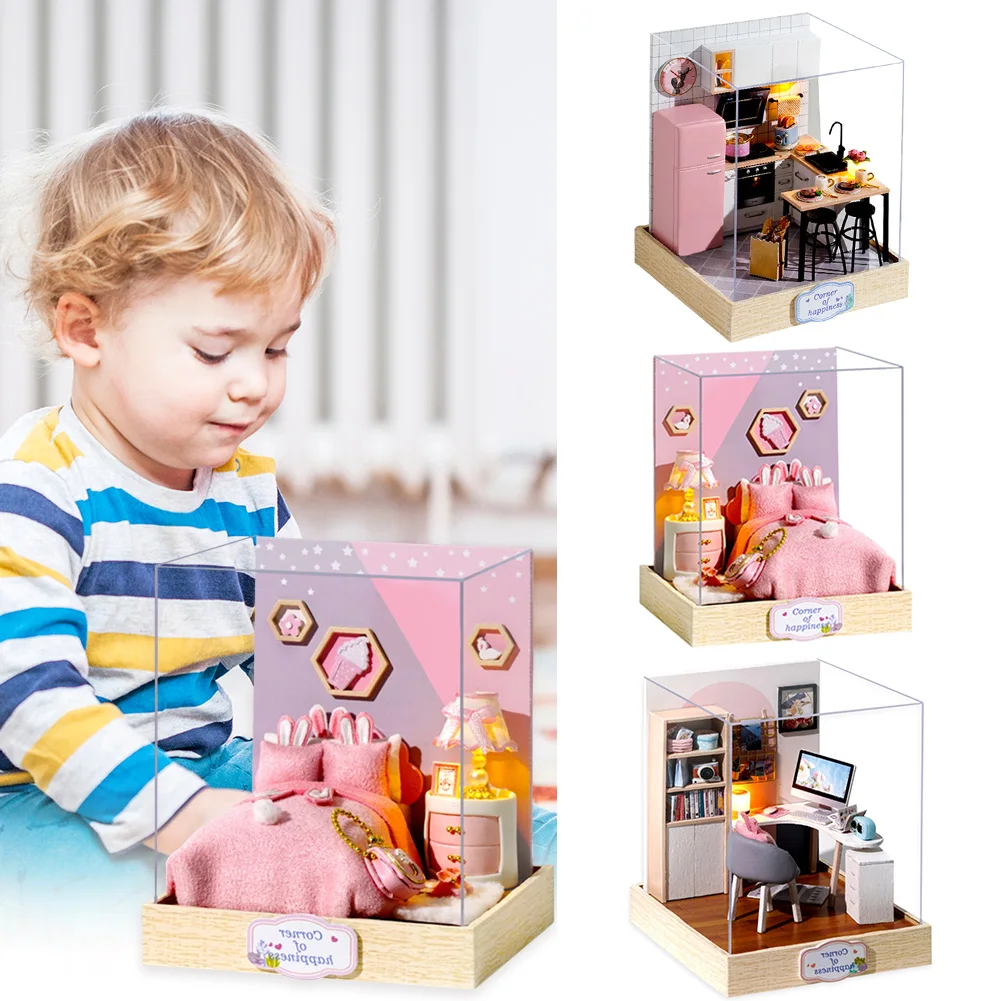 Супер мини размер DIY Кукольный дом Мебель Строительные наборы Кукольный дом Игрушка-головоломка Изображение 2