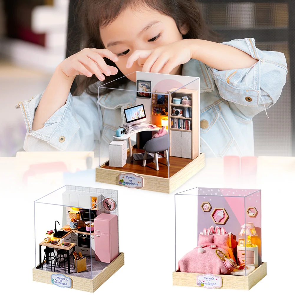 Супер мини размер DIY Кукольный дом Мебель Строительные наборы Кукольный дом Игрушка-головоломка Изображение 3