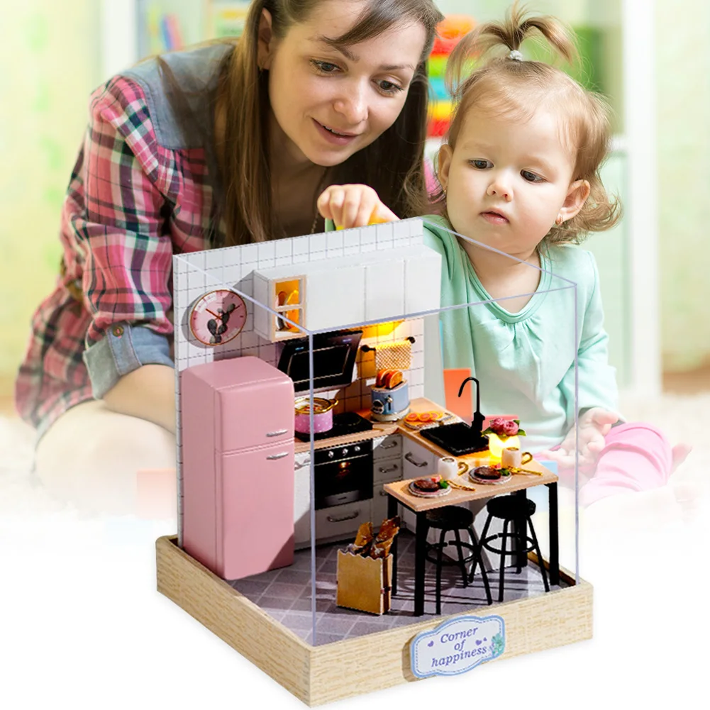 Супер мини размер DIY Кукольный дом Мебель Строительные наборы Кукольный дом Игрушка-головоломка Изображение 4