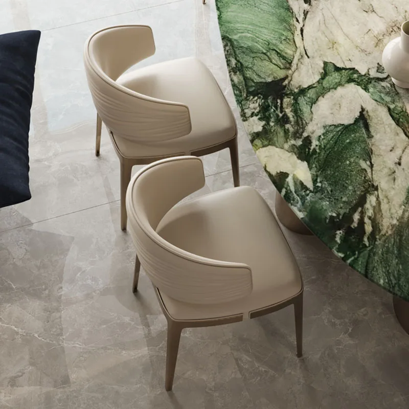 Итальянские металлические стулья для гостиной, обеденные стулья с Мягкими спинками и Дизайнерские стулья для спальни из высококачественной нержавеющей стали Изображение 2