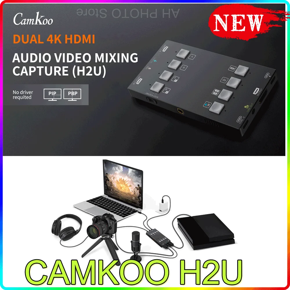 CAMKOO H2U Двойная Карта Микширования звука, совместимая с 4K HDMI, Карта Видеозахвата для Видеомагнитофона Для Прямой Трансляции консольной игры Изображение 0