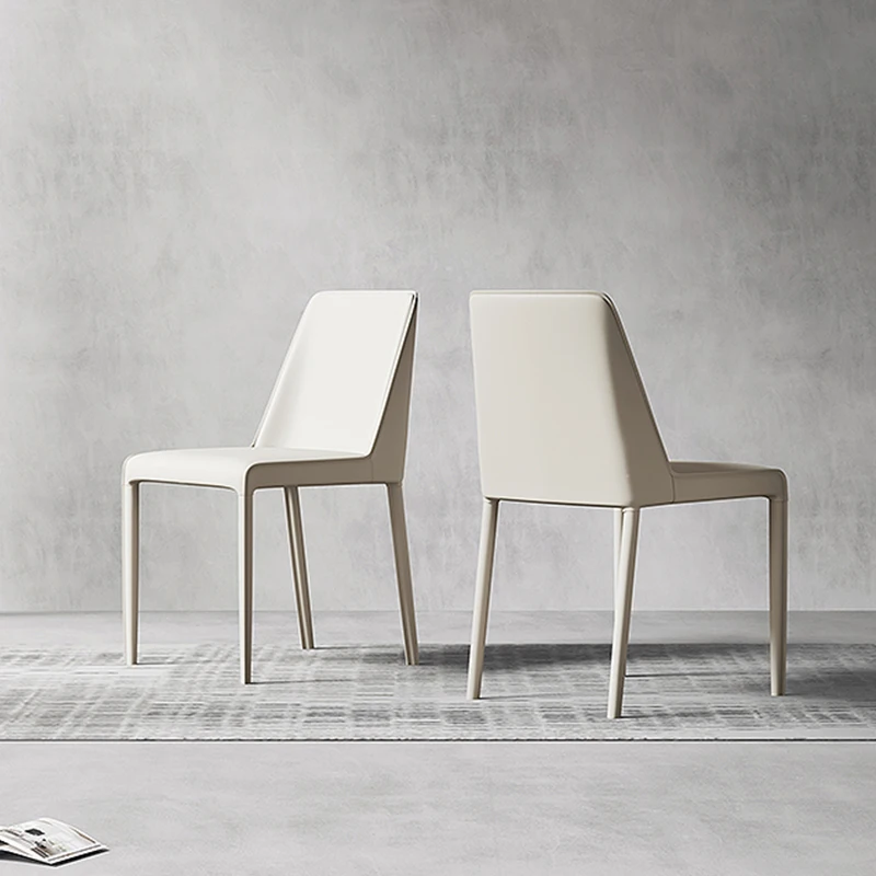 Легкий роскошный обеденный стул высокого класса, минималистичное седло, кожаное кресло, домашний дизайнер, ресторан, спинка, современный минималистичный табурет Изображение 1