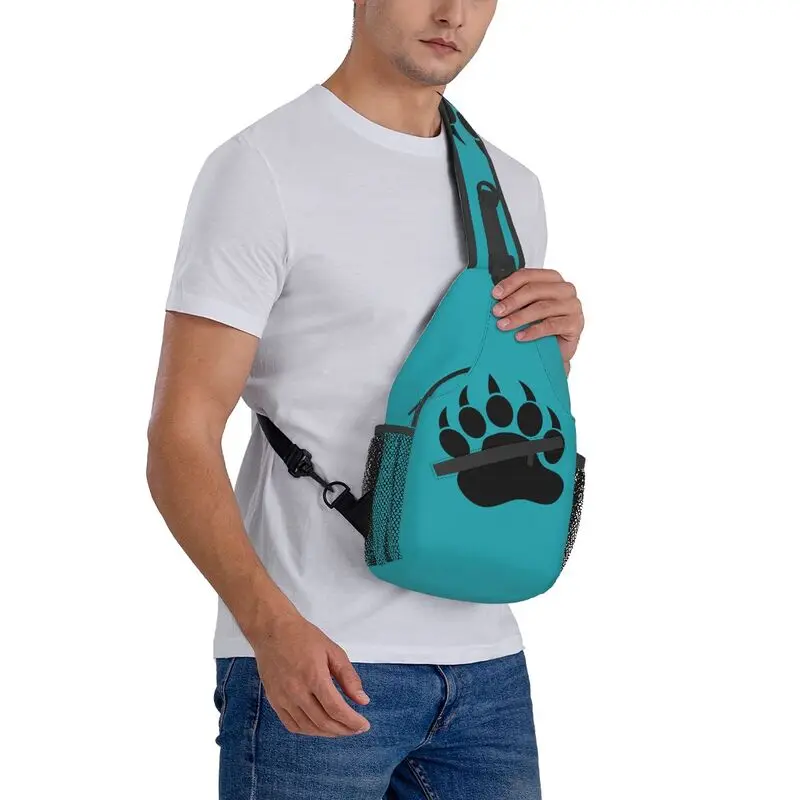 Слинг с медвежьей лапой, нагрудная сумка через плечо, мужской крутой рюкзак для кемпинга, езды на велосипеде Изображение 5