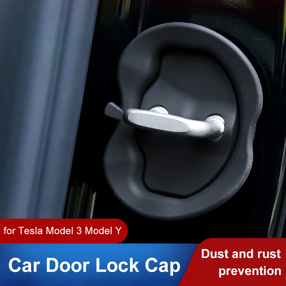 Автоматические дверные защелки, защита от столкновений, дверной замок, защитный чехол, Амортизирующие крышки автомобильных дверных замков для Tesla Model 3, модель Y Изображение 5