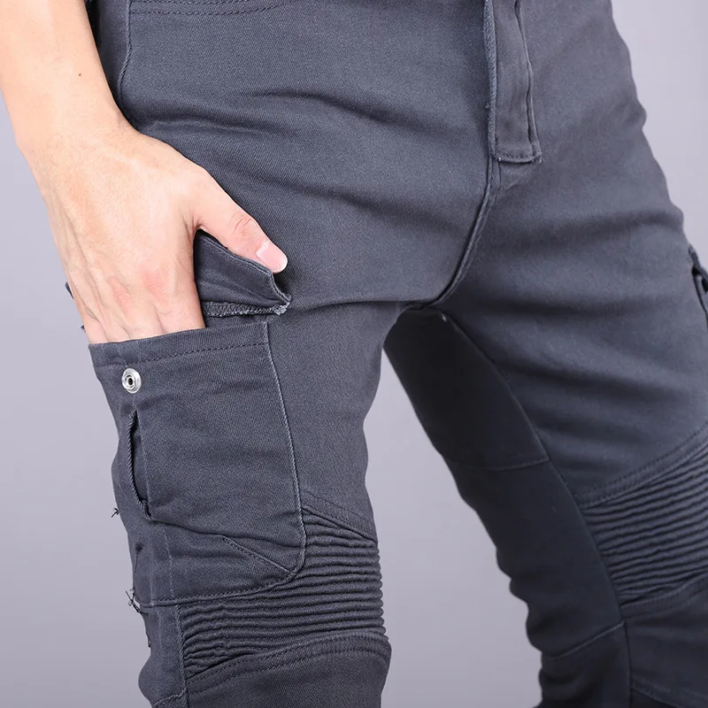 Демисезонные джинсы для езды на мотоцикле с бронированными наколенниками, брюки для мотокросса, защитные брюки для мотокросса, велосипедные брюки, защитные брюки Изображение 3