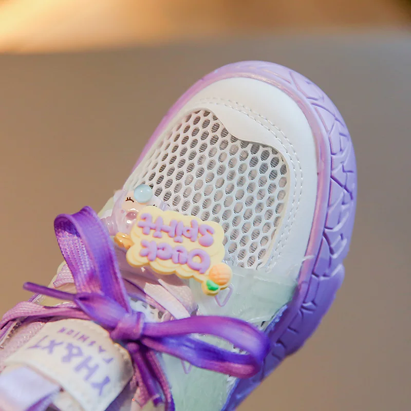 Летняя сетчатая детская спортивная обувь с вращающейся пряжкой, Повседневная обувь для мальчиков и девочек, Дышащая сетчатая Мягкая детская обувь для бега. Изображение 1