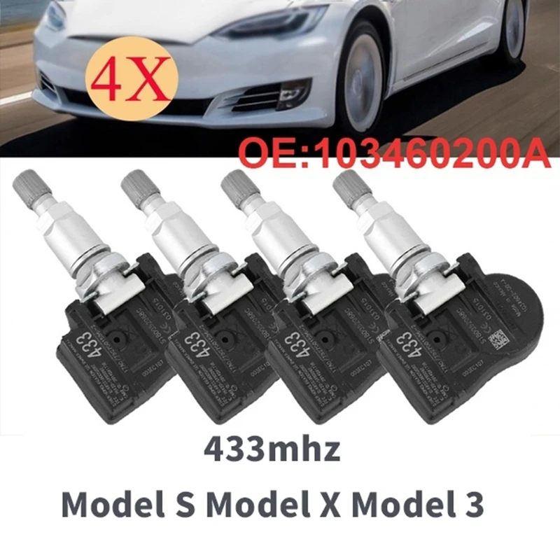 1 Комплект из 4 датчиков давления в шинах TPMS 433 МГц для Tesla Модель S Модель X Модель 3 1034602-00-A 103460200A Изображение 1