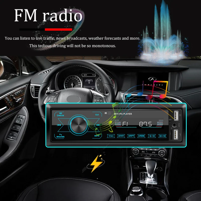 Автомобильное Радио 1 Din MP3-Плеер Bluetooth4.0 Двойной USB M10 Удаленная Карта Памяти U Диск Поддержка FM AUX RCA Мультимедийные Аксессуары Изображение 1