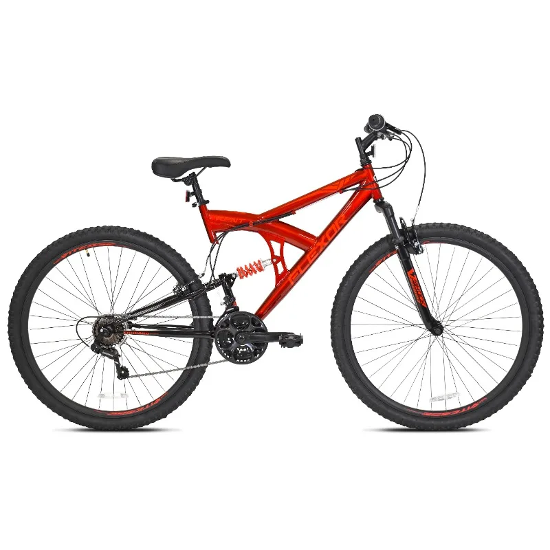 Мужской горный велосипед с двойной подвеской, красный дорожный велосипед из углеродистой стали Изображение 0