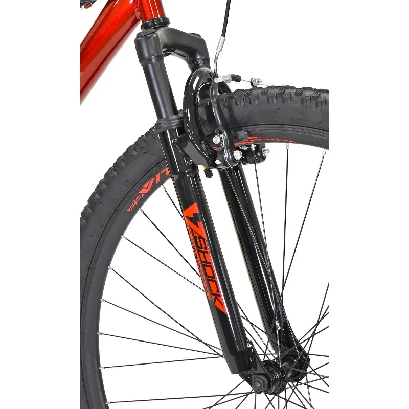Мужской горный велосипед с двойной подвеской, красный дорожный велосипед из углеродистой стали Изображение 3