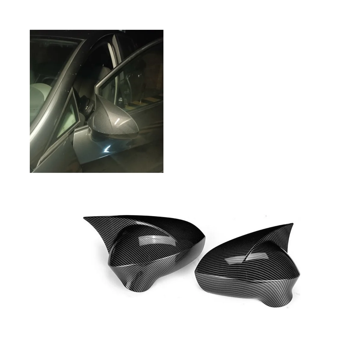 Крышки автомобильных зеркал заднего вида для Seat LEON 1P IBIZA 6J EXEO 3R 2008-2017 Внешняя часть бокового вида сзади (черная) Изображение 5