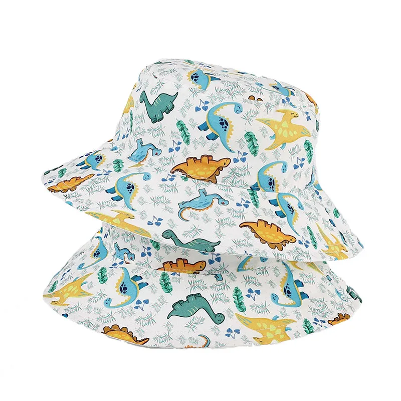 Детская панама Летняя детская солнцезащитная кепка для новорожденных из мягкого хлопка с регулируемым милым принтом с двойными бортами Детские солнцезащитные кепки Изображение 2