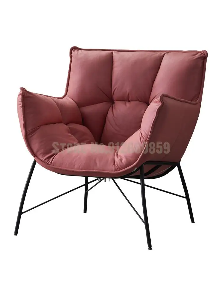 Приемная для отдыха в скандинавском стиле Офисный диван Сетка Красный Балкон для гостиной Одноместный стул для макияжа из железной ткани Lazy Bread Изображение 0
