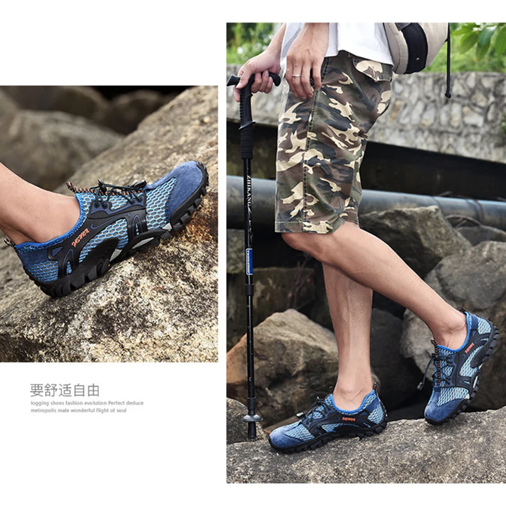 Мужская обувь без шнуровки для плавания по реке; Мягкая резиновая обувь для водных прогулок босиком; Нескользящие дышащие эластичные шнурки, удобные для пеших прогулок на свежем воздухе. Изображение 0
