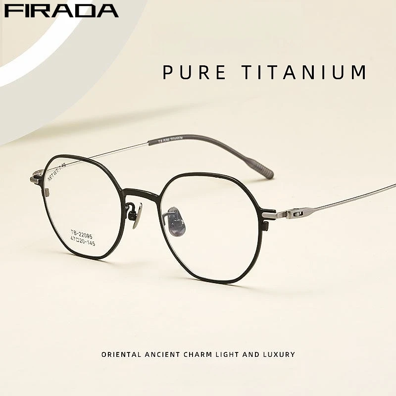 Модные Удобные очки FIRADA, винтажные ультралегкие очки из чистого титана, оправа для очков по рецепту для мужчин и женщин, 22095 ТБ Изображение 0