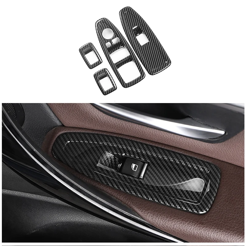 Для BMW 1 3 4 Серии 3GT F20 F30 F31 F32 F34 F36 Кнопка Подъема Оконного Стекла Украшение Панели из ABS Углеродного Волокна Изображение 3