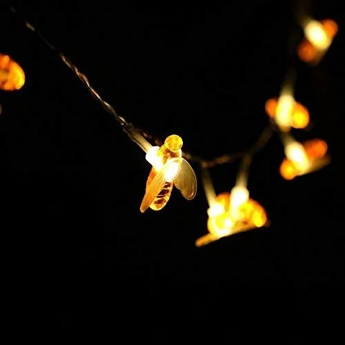Светодиодные струнные фонари с питанием от батареи, струнные фонари Honeybee Fairy для вечеринок в помещении, украшения свадебных садов Изображение 3