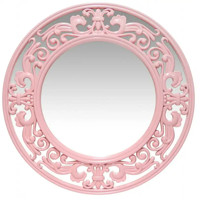 Розовое круглое переходное 23,5-дюймовое настенное зеркало Изображение 0