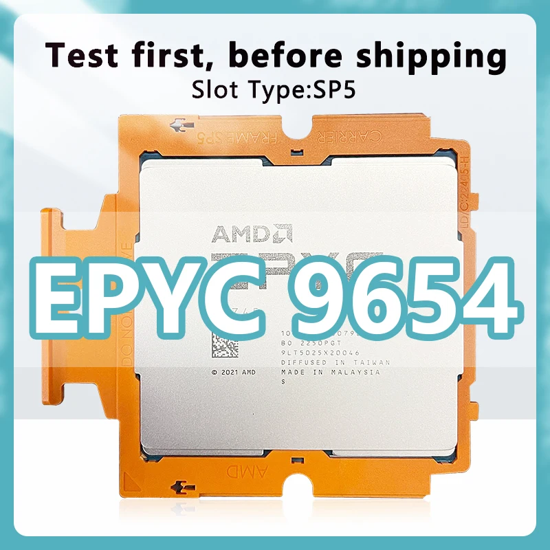Процессор EPYC 9654 5 нм 96 Ядер 192 Потока 2,4 ГГц 384 МБ 360 Вт процессор LGA6096 Для системы рабочих станций на Чипе материнской платы 9004 Изображение 0