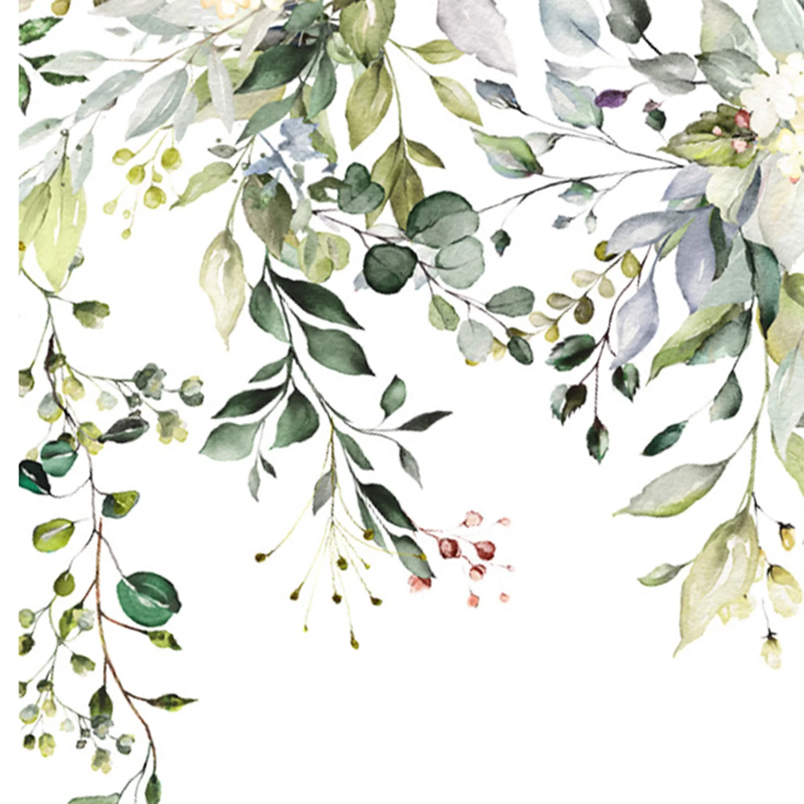 Подвесные наклейки с зелеными листьями, акварельные растения, наклейки на стены, искусство домашнего декора для магазина, наклейка для декора туалета Изображение 0