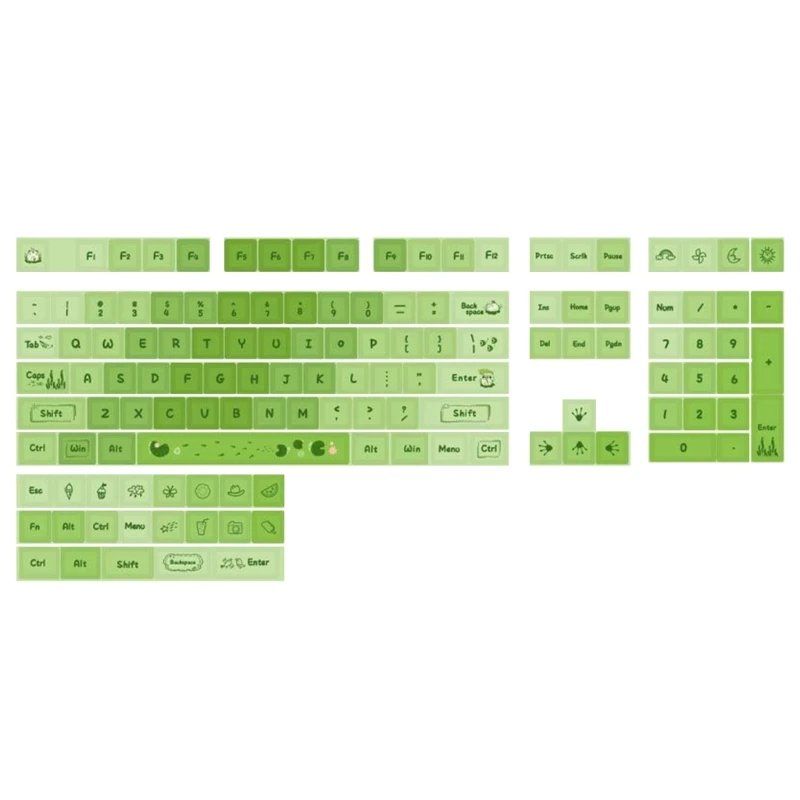 127 Клавишных колпачков Сублимированный краситель PBT Keycap PBT XDA Keycaps Тематические колпачки для клавиш Green Lotus Pond Игровые клавиатуры MX-Structure Изображение 0