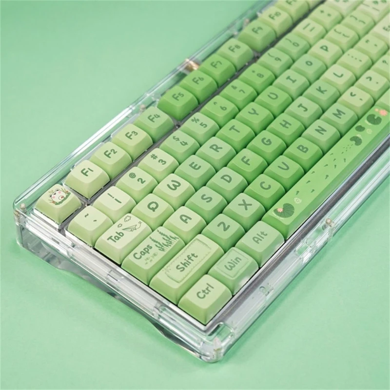 127 Клавишных колпачков Сублимированный краситель PBT Keycap PBT XDA Keycaps Тематические колпачки для клавиш Green Lotus Pond Игровые клавиатуры MX-Structure Изображение 1