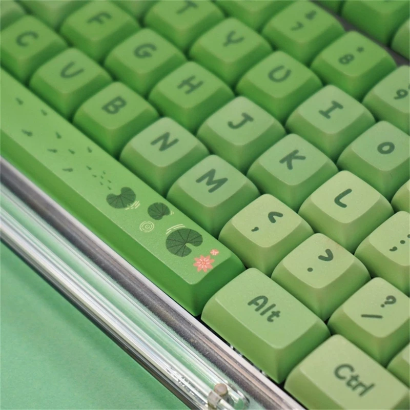 127 Клавишных колпачков Сублимированный краситель PBT Keycap PBT XDA Keycaps Тематические колпачки для клавиш Green Lotus Pond Игровые клавиатуры MX-Structure Изображение 3