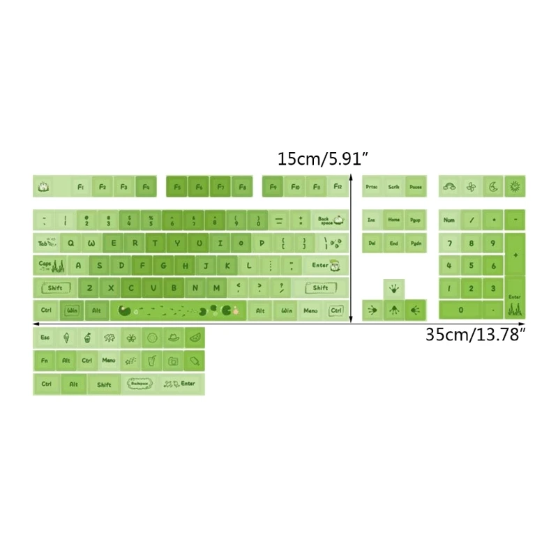 127 Клавишных колпачков Сублимированный краситель PBT Keycap PBT XDA Keycaps Тематические колпачки для клавиш Green Lotus Pond Игровые клавиатуры MX-Structure Изображение 4