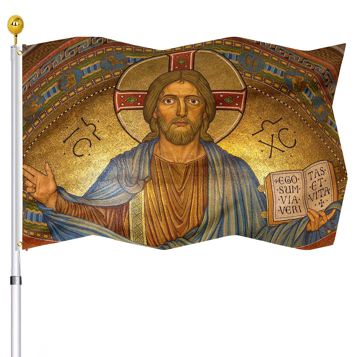 Флаг религии Иисуса Христа, Флаги веры, садовые флаги для дома, вечеринки, украшения для гостиной на открытом воздухе, полиэстеровые флаги для двора Изображение 1