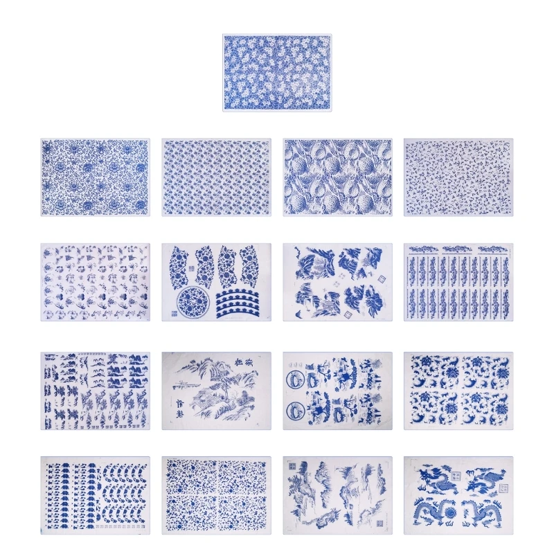 Фарфоровая переводная бумага Керамические переводные картинки сине-белые фарфоровые простые переводные картинки G5AB Изображение 0