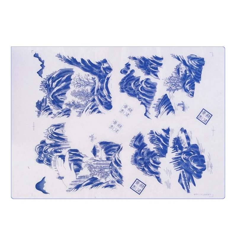 Фарфоровая переводная бумага Керамические переводные картинки сине-белые фарфоровые простые переводные картинки G5AB Изображение 3