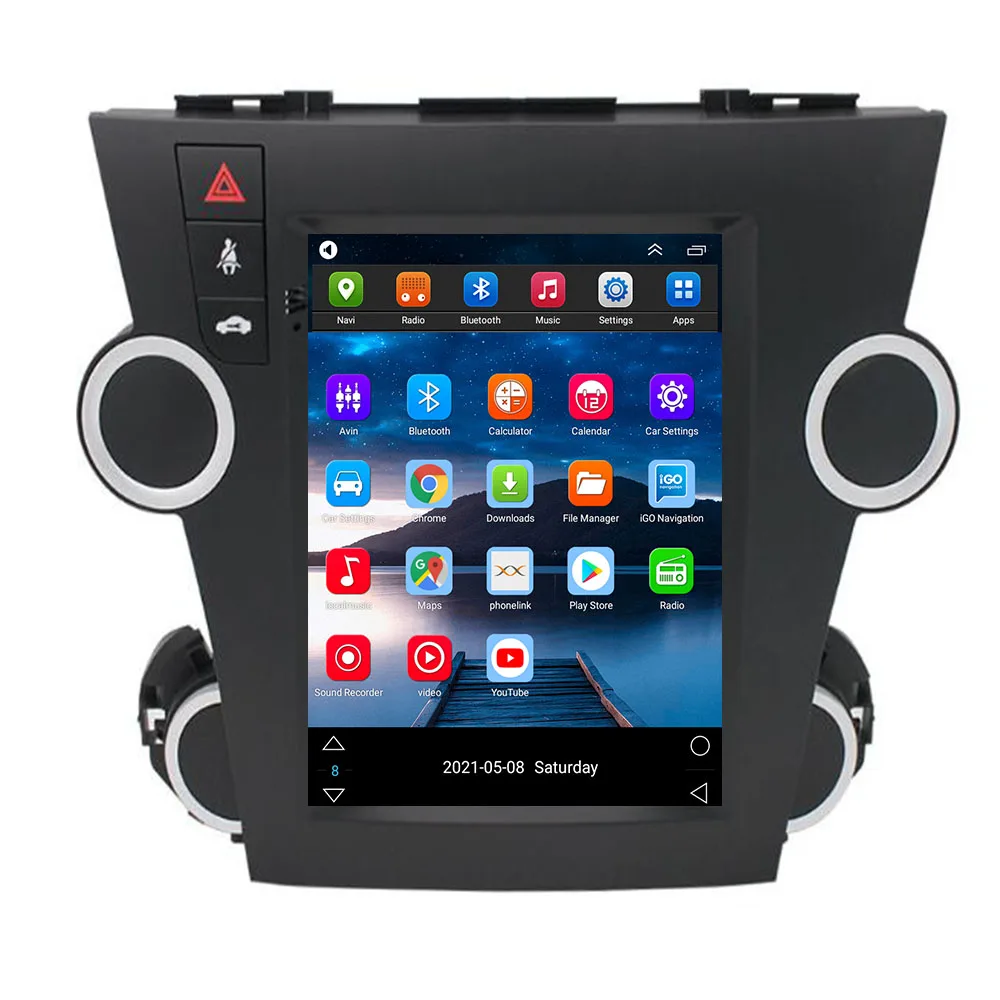256 ГБ Экран Tesla Для Toyota Highlander 2007-2013 Android 12 8 + 128 Г Автомобильный Мультимедийный плеер Голосовое управление GPS Радио Стерео Камера Изображение 1
