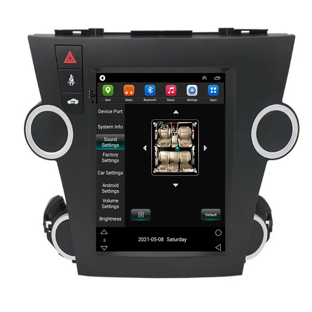 256 ГБ Экран Tesla Для Toyota Highlander 2007-2013 Android 12 8 + 128 Г Автомобильный Мультимедийный плеер Голосовое управление GPS Радио Стерео Камера Изображение 2