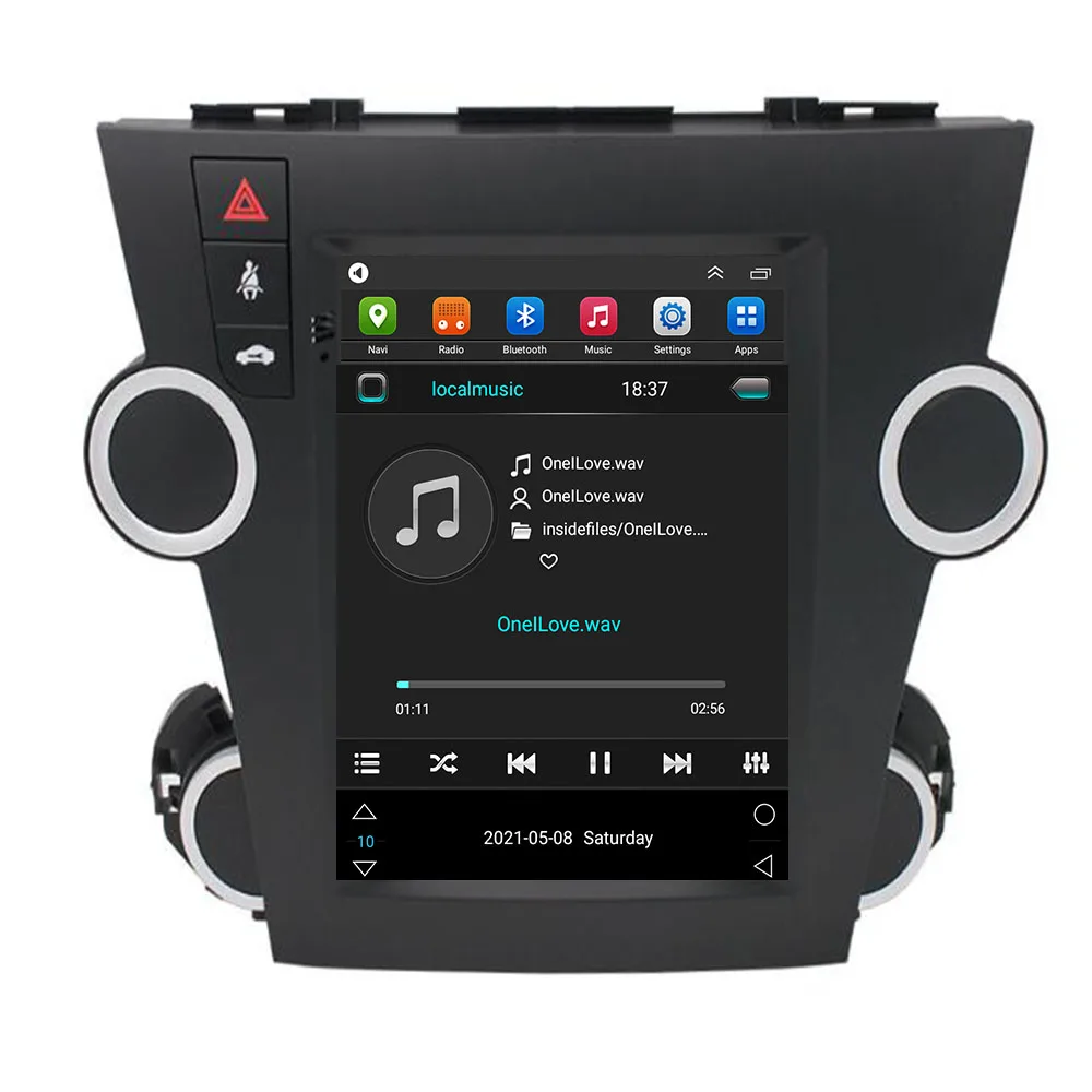 256 ГБ Экран Tesla Для Toyota Highlander 2007-2013 Android 12 8 + 128 Г Автомобильный Мультимедийный плеер Голосовое управление GPS Радио Стерео Камера Изображение 5